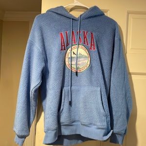 Forever 21 oversized Alaska embroidered fleece hoodie